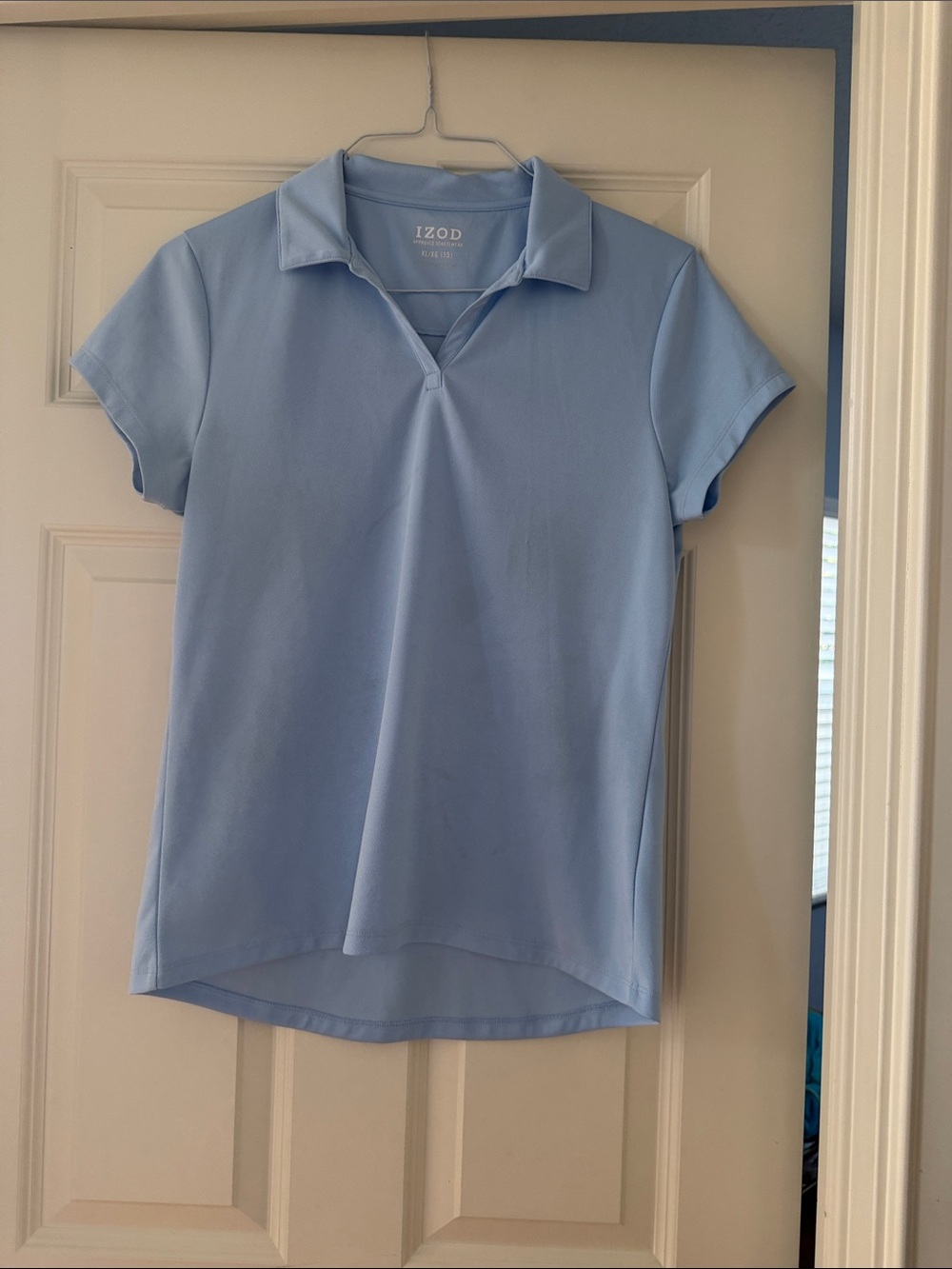 Izod Women's Light Blue Short Sleeve Polo Tee